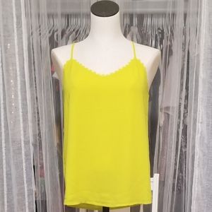 Vivid Lime Yellow Chartreus Strappy Tank with Scalloped Neckline